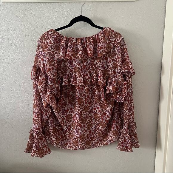 J. Crew Ruffle Crinkle Chiffon Top in Fête Floral - Picture 8 of 8